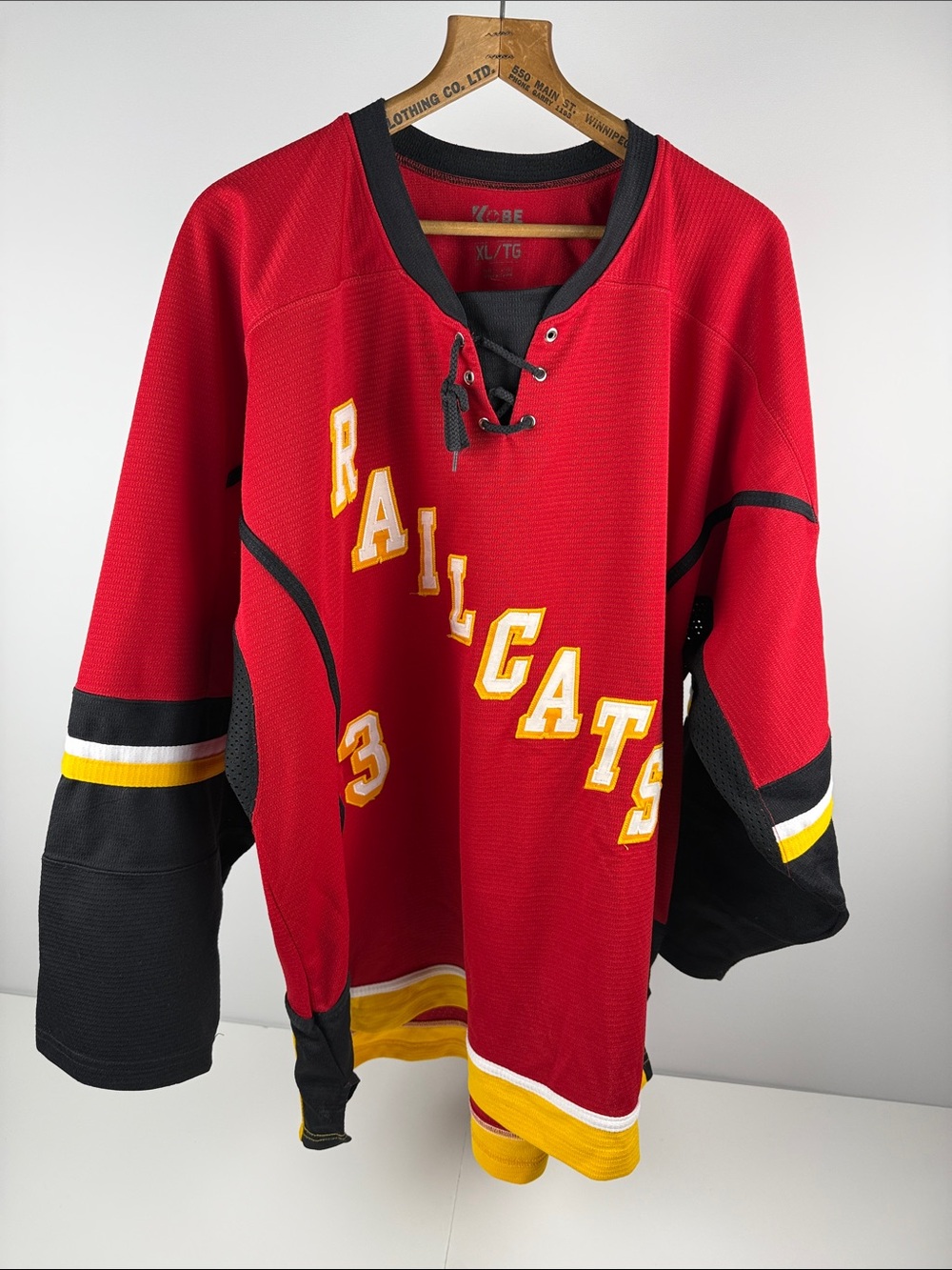Red Railcats Hockey Jersey with Black & Yellow Accents